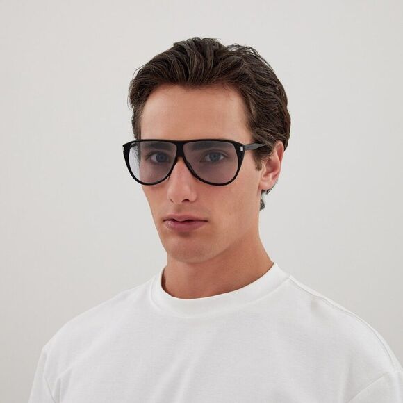 NEW Saint Laurent SL731 GASPAR  001 Black Light Blue Aviator Unisex Sunglasses - Picture 14 of 14